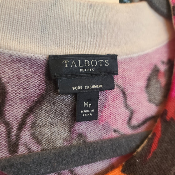 CLEARANCE! TALBOTS "Pure Cashmere" Pink/Orange Floral Cardigan M - PopRock Vintage. The cool quotes t-shirt store.
