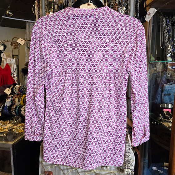 ELLIE KAI White/Pink Long Sleeve Tunic Top 0 - PopRock Vintage. The cool quotes t-shirt store.