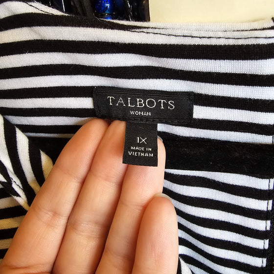 TALBOTS Black/White Stripe Sleeveless Top 1X - PopRock Vintage. The cool quotes t-shirt store.