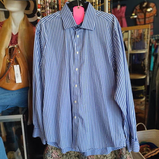 CLEARANCE! PRONTO UOMO Blue Checkered Dress Shirt XL - PopRock Vintage. The cool quotes t-shirt store.