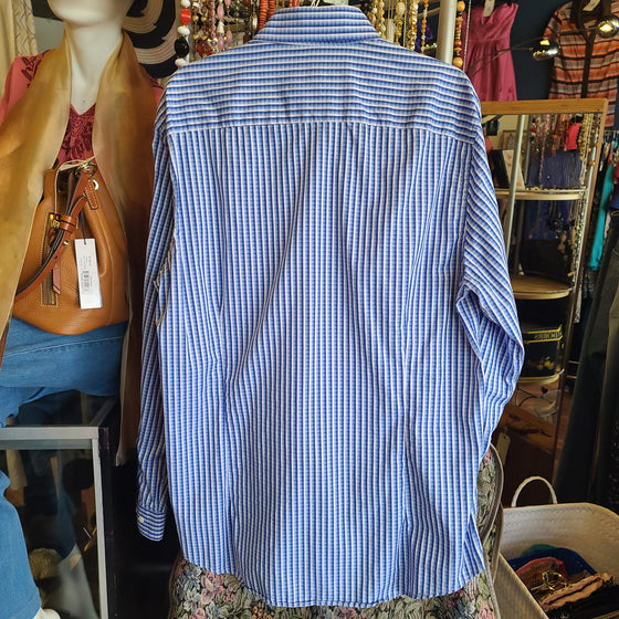 PRONTO UOMO Blue Checkered Dress Shirt XL - PopRock Vintage. The cool quotes t-shirt store.