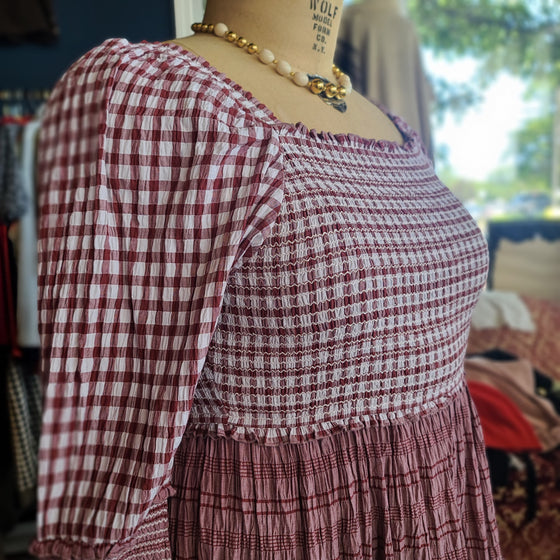 CLEARANCE! JESSAKAE COLLECTION Maroon Plaid Maxi Dress 2X - PopRock Vintage. The cool quotes t-shirt store.