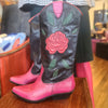NINE WEST Pink/Black Rose Leather Boots 6 - PopRock Vintage. The cool quotes t-shirt store.