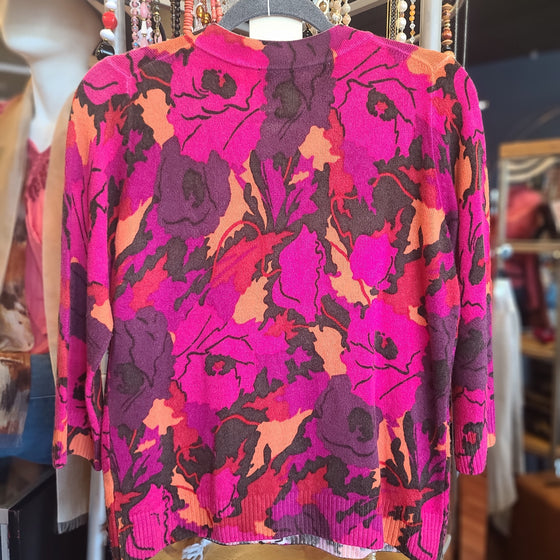 TALBOTS "Pure Cashmere" Pink/Orange Floral Cardigan M - PopRock Vintage. The cool quotes t-shirt store.