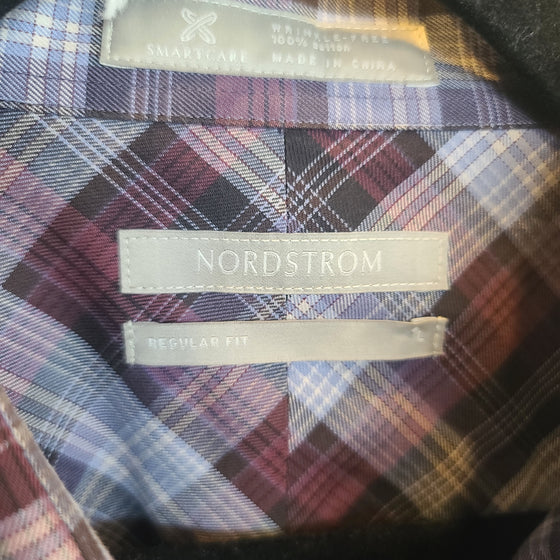 NORDSTROM Red/Grey Plaid Long Sleeve Button Down Men's L - PopRock Vintage. The cool quotes t-shirt store.