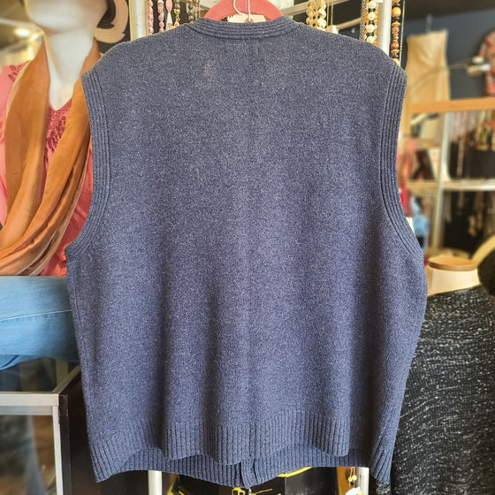 LANDS END Blue Wool Sweater Vest Men's XL - PopRock Vintage. The cool quotes t-shirt store.