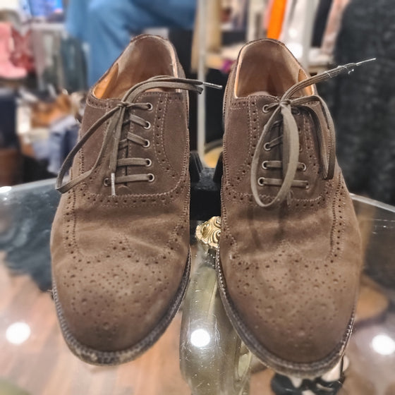 SALVADOR FERRAGAMO Brown Leather Wingtip Shoes Men's 8