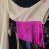MAGGIE SWEET Tan Faux Suede Long Jacket w. Fringe Sleeves 1X - PopRock Vintage. The cool quotes t-shirt store.