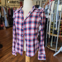  ROXY Red/White/Blue Flannel w. Ruffle S - PopRock Vintage. The cool quotes t-shirt store.