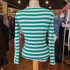 MOLLY BRACKEN Green/White Ribbed Long Sleeve XS - PopRock Vintage. The cool quotes t-shirt store.