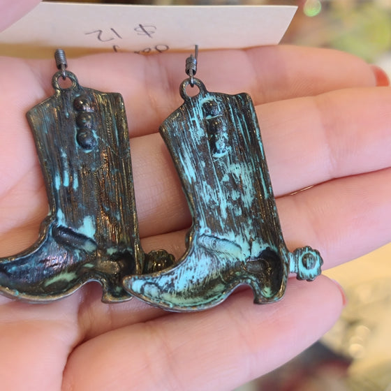 COWBOY BOOT Dangle Earrings - PopRock Vintage. The cool quotes t-shirt store.