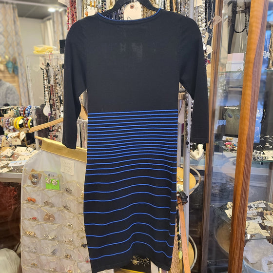 CLEARANCE! MAX STUDIO Black/Blue Stripe Half Sleeve Sweater Dress S - PopRock Vintage. The cool quotes t-shirt store.