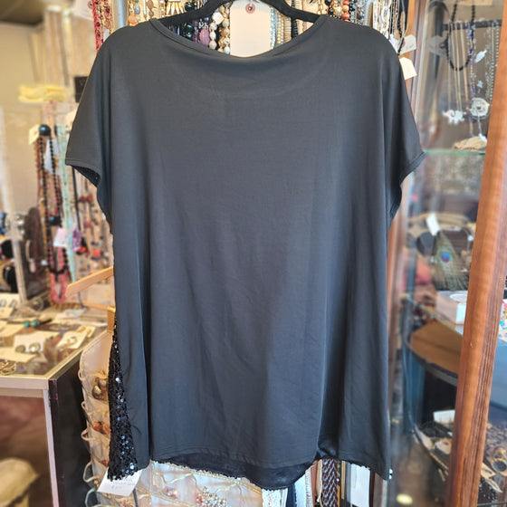 IN'VOLAND Black Sequin Top XL - PopRock Vintage. The cool quotes t-shirt store.