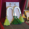 THAT HAPPY PLACE Silver & Green Tassle Earrings - PopRock Vintage. The cool quotes t-shirt store.
