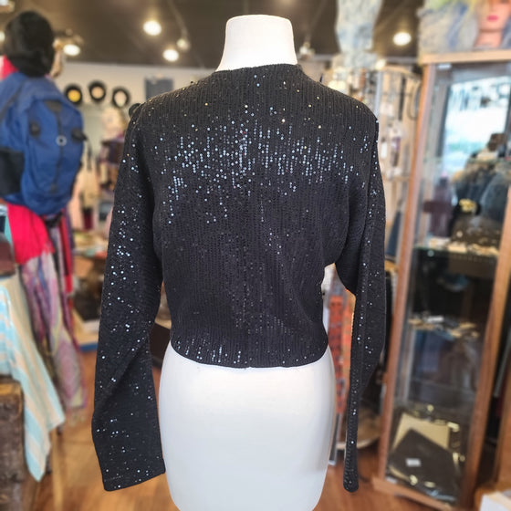 MAEVE BY ANTHROPOLOGIE Black Sequin Cardigan XS - PopRock Vintage. The cool quotes t-shirt store.