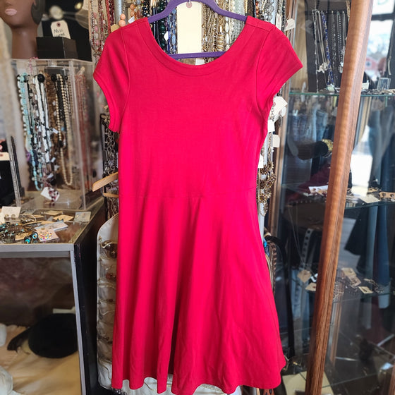 CHAPS Red Lace Up Skater Dress L - PopRock Vintage. The cool quotes t-shirt store.