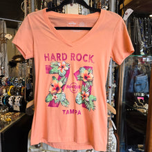  HARD ROCK CAFE Peach V Neck "Tampa" Tee XS - PopRock Vintage. The cool quotes t-shirt store.
