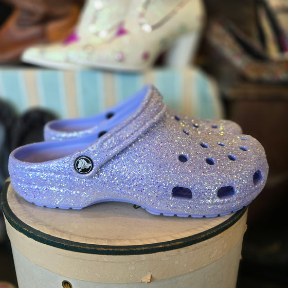 CROCS Purple Glitter Slide On Crocs 9 - PopRock Vintage. The cool quotes t-shirt store.