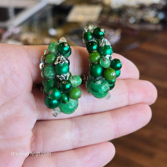 VINTAGE Green Grape Vine Clip On Earrings - PopRock Vintage. The cool quotes t-shirt store.