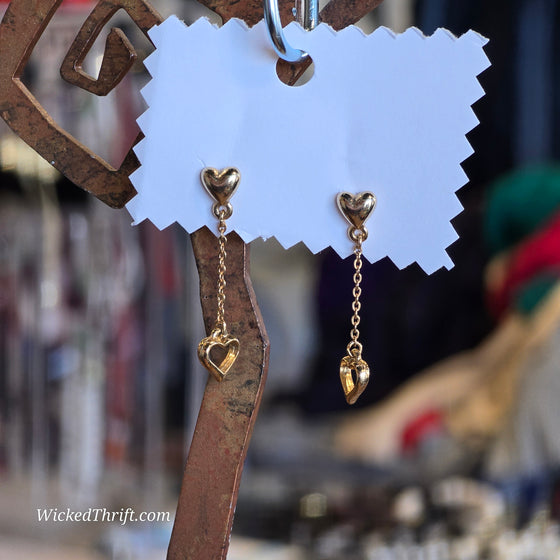 GOLDEN Heart Dangle Earrings - PopRock Vintage. The cool quotes t-shirt store.