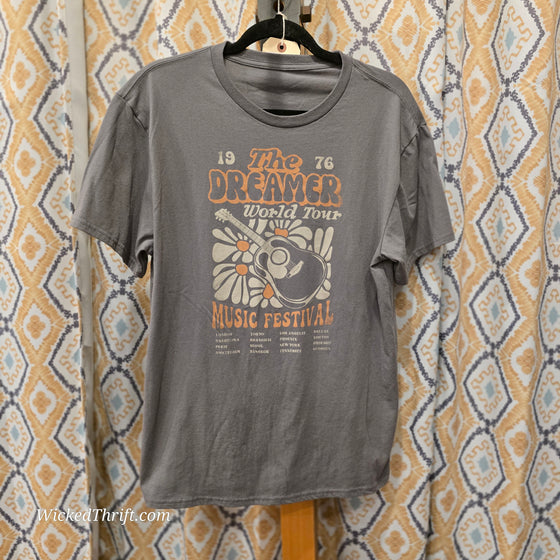 CHERI Grey "The Dreamer Tour" Tee L - PopRock Vintage. The cool quotes t-shirt store.