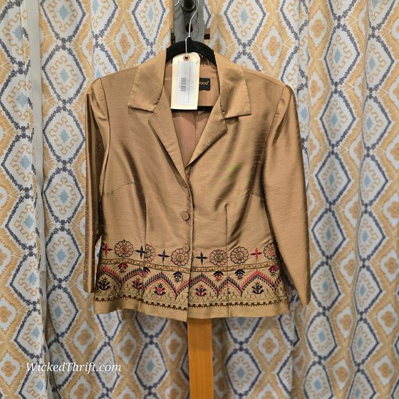 DONNA RICCO Golden Embroidered Blazer AS IS 10 - PopRock Vintage. The cool quotes t-shirt store.