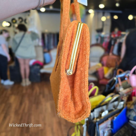 VINTAGE IRISH HANDWOVEN TWEED Orange Handbag