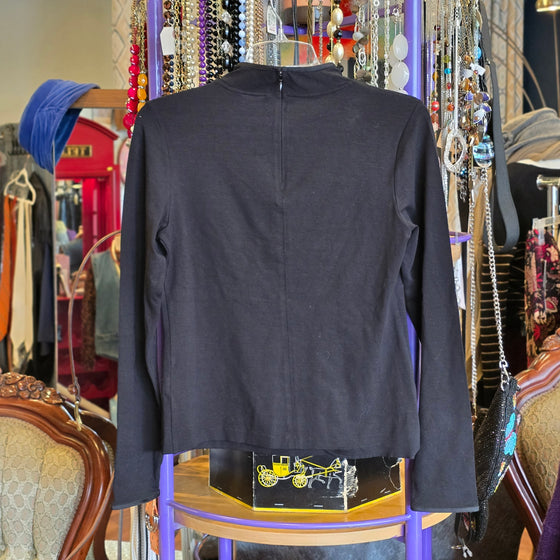 DKNY Bkack High Neck Spandex Long Sleeve M