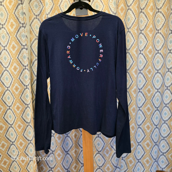 BROOKS Navy Blue "Move" Long Sleeve Tee XXL - PopRock Vintage. The cool quotes t-shirt store.
