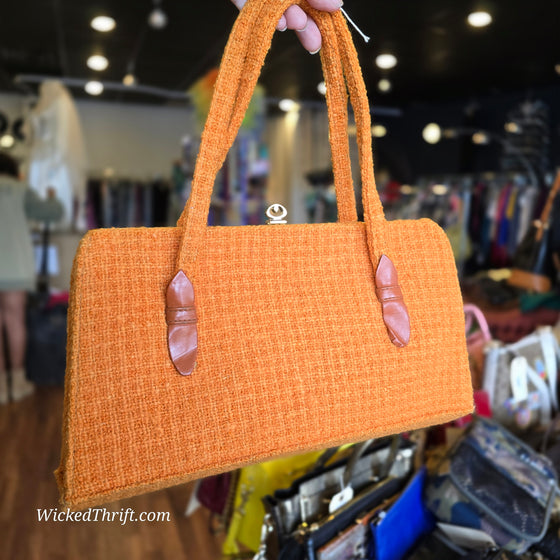 VINTAGE IRISH HANDWOVEN TWEED Orange Handbag