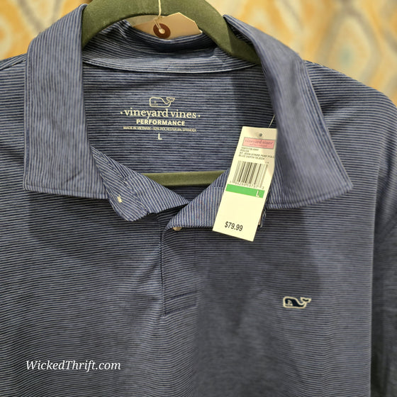 VINEYARD VINES NWT Blue Stripe Polo L - PopRock Vintage. The cool quotes t-shirt store.