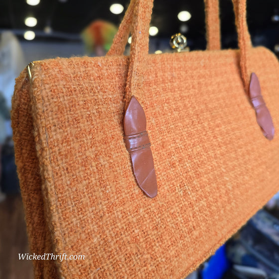VINTAGE IRISH HANDWOVEN TWEED Orange Handbag