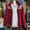 EN CREINE Red Check Lace Lined Button Up L