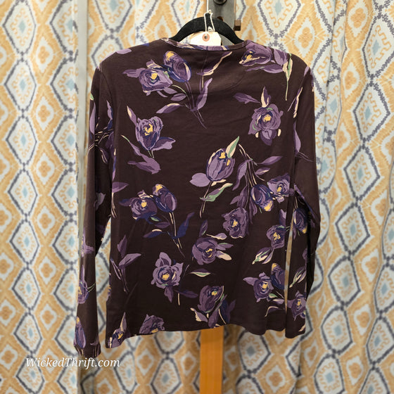 LAUREN RALPH LAUREN Purple Floral Long Sleeve L - PopRock Vintage. The cool quotes t-shirt store.