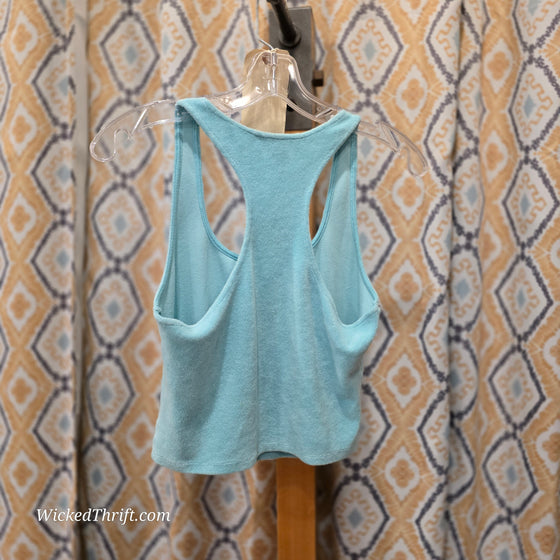 VS ON POINT Turquoise Terry Cloth Crop Tank M - PopRock Vintage. The cool quotes t-shirt store.