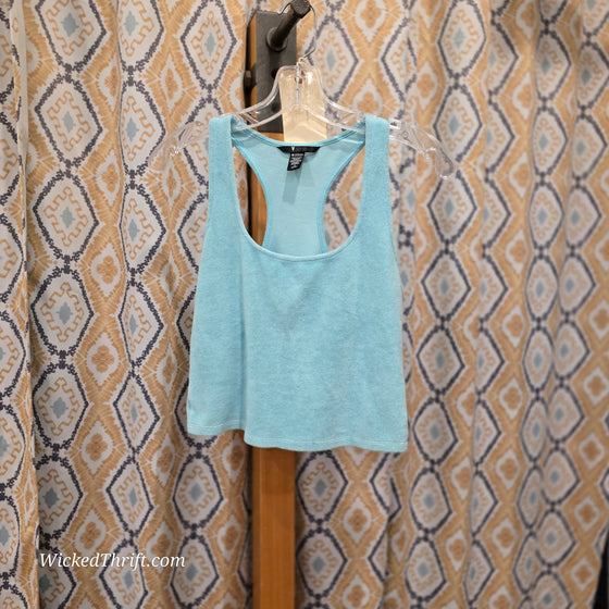 VS ON POINT Turquoise Terry Cloth Crop Tank M - PopRock Vintage. The cool quotes t-shirt store.